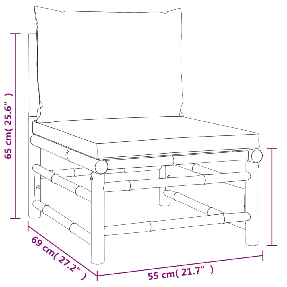 3-delige Loungeset met kussens bamboe taupe MeubelReus
