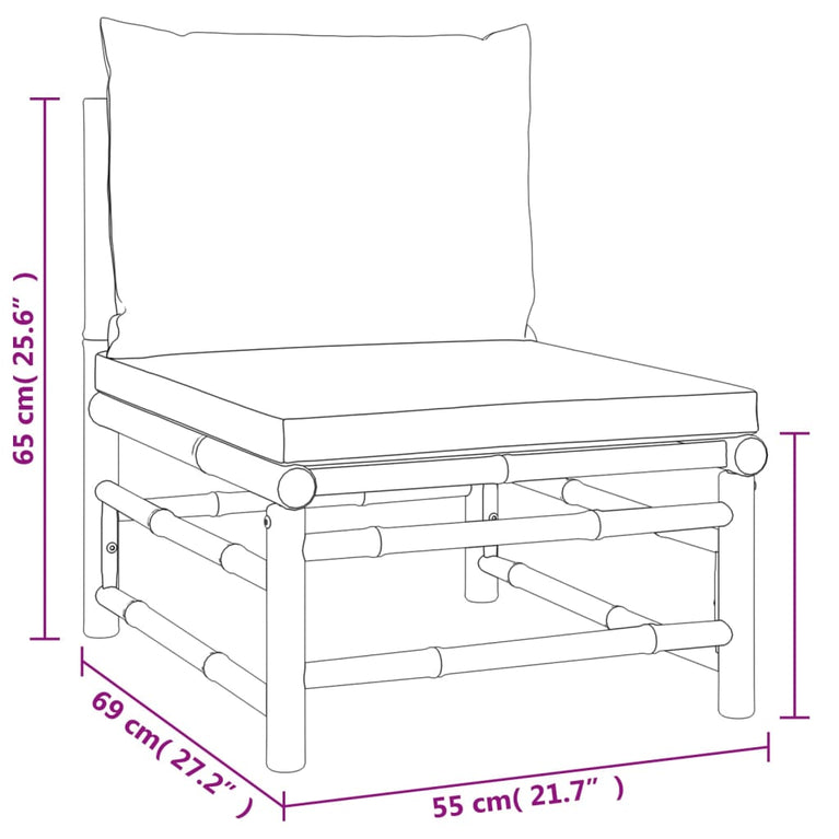 3-delige Loungeset met kussens bamboe taupe MeubelReus