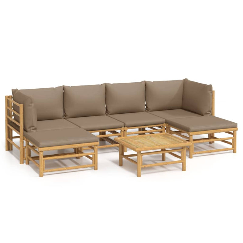 7-delige Loungeset met kussens bamboe taupe