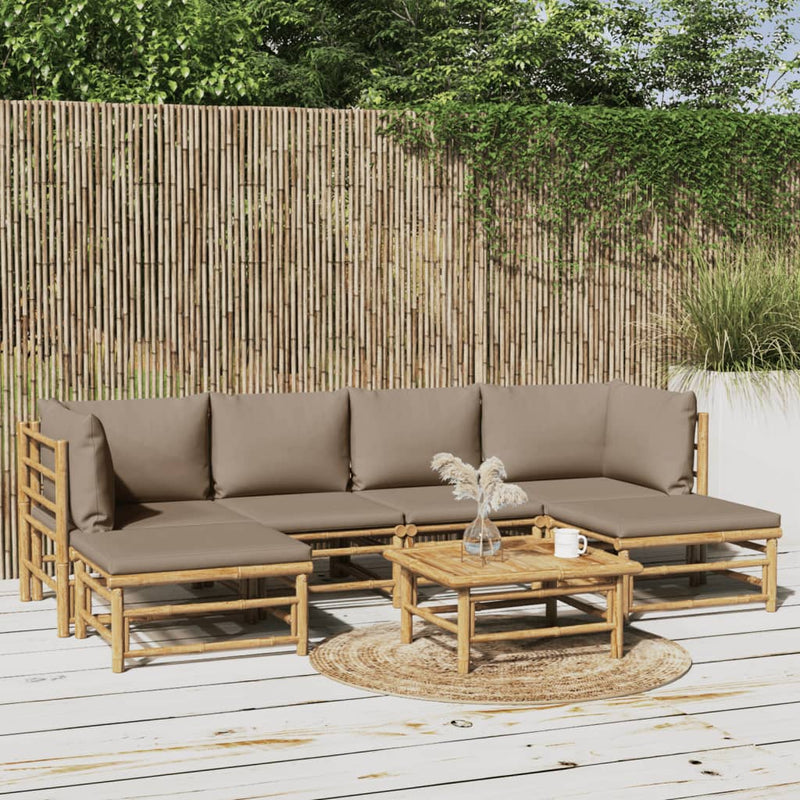 7-delige Loungeset met kussens bamboe taupe