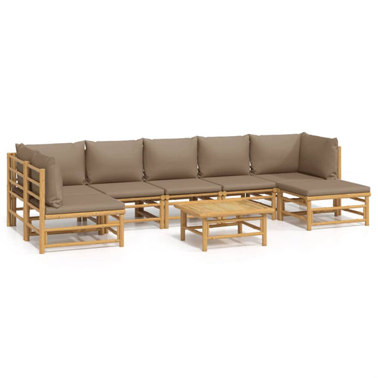 8-delige Loungeset met kussens bamboe taupe MeubelReus