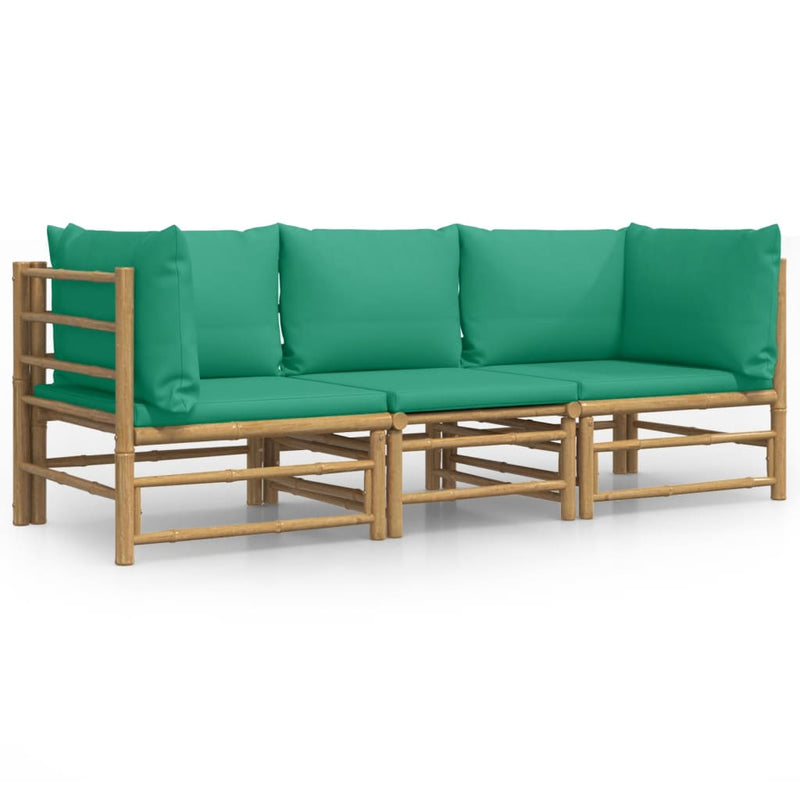 3-delige Loungeset met kussens bamboe groen MeubelReus