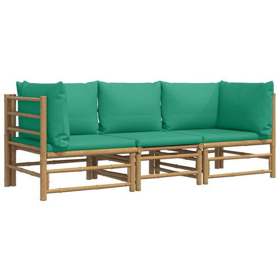 3-delige Loungeset met kussens bamboe groen MeubelReus