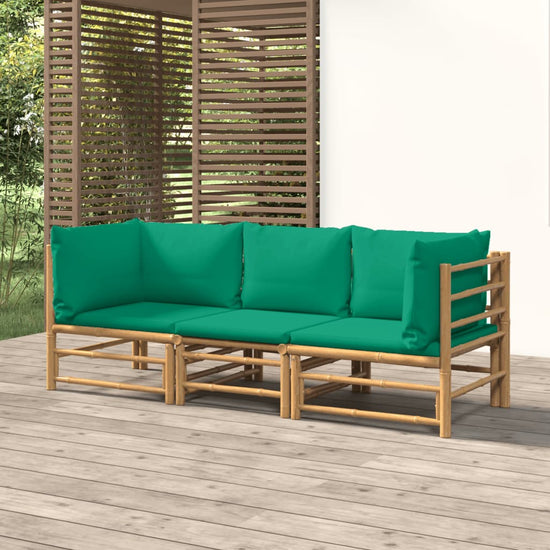 3-delige Loungeset met kussens bamboe groen MeubelReus