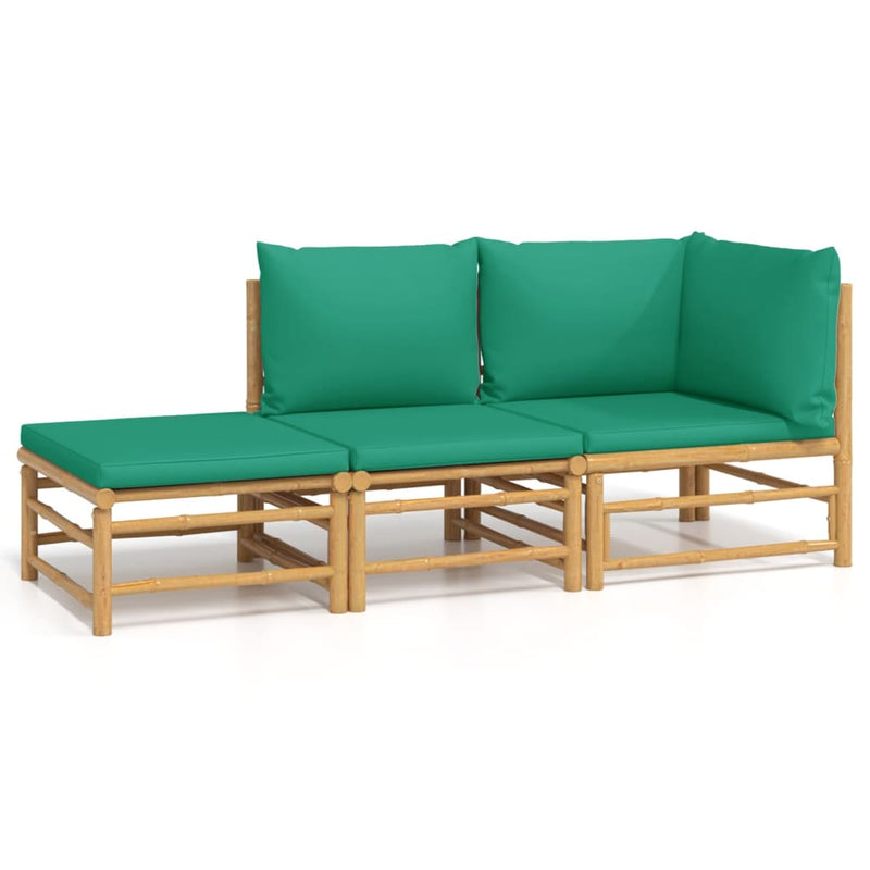 3-delige Loungeset met kussens bamboe groen MeubelReus