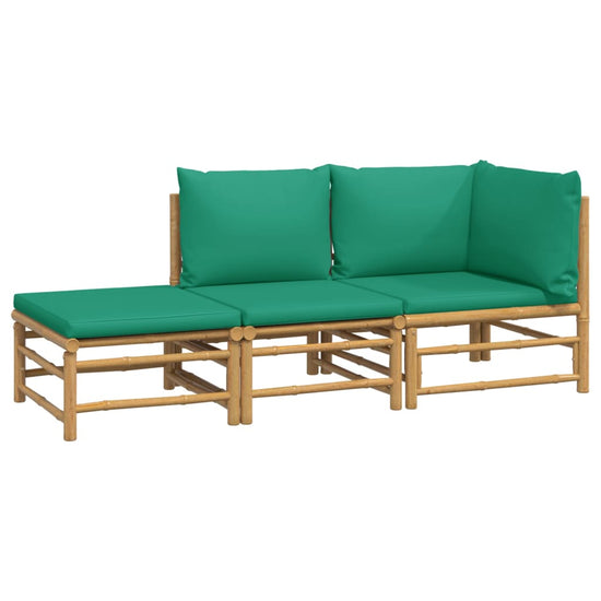 3-delige Loungeset met kussens bamboe groen MeubelReus