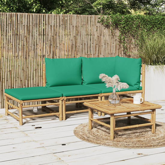3-delige Loungeset met kussens bamboe groen MeubelReus