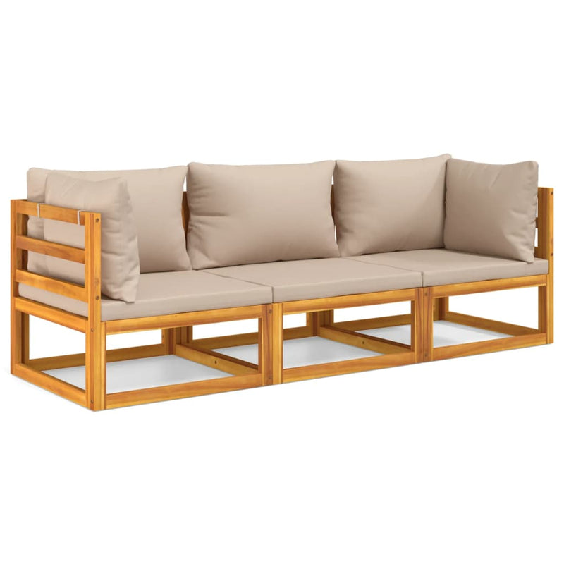 3-delige Loungeset met kussens massief hout taupe MeubelReus