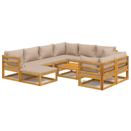 10-delige Loungeset met kussens massief hout taupe MeubelReus
