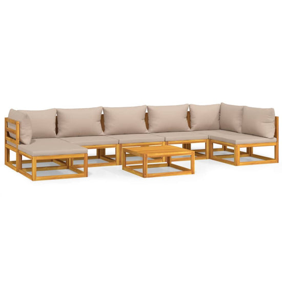 8-delige Loungeset met taupe kussens massief hout MeubelReus