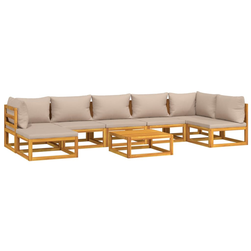 8-delige Loungeset met taupe kussens massief hout MeubelReus