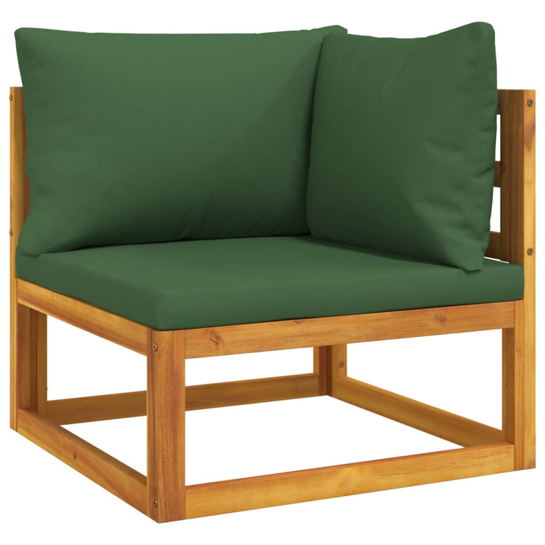 3-delige Loungeset met groene kussens massief hout MeubelReus