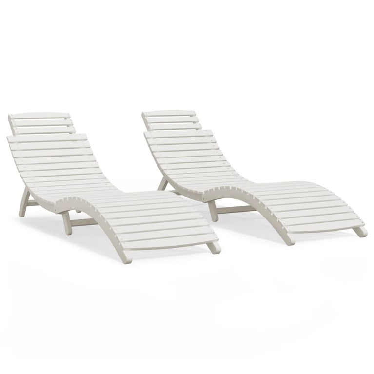 Ligbedden 2 st 184x55x64 cm massief acaciahout wit MeubelReus