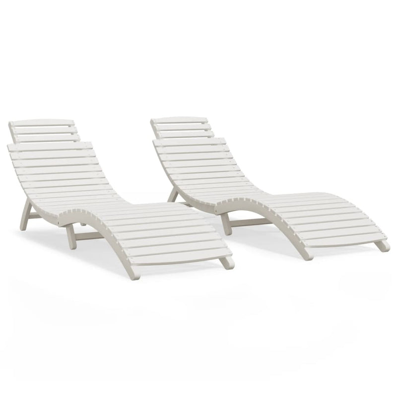Ligbedden 2 st 184x55x64 cm massief acaciahout wit MeubelReus