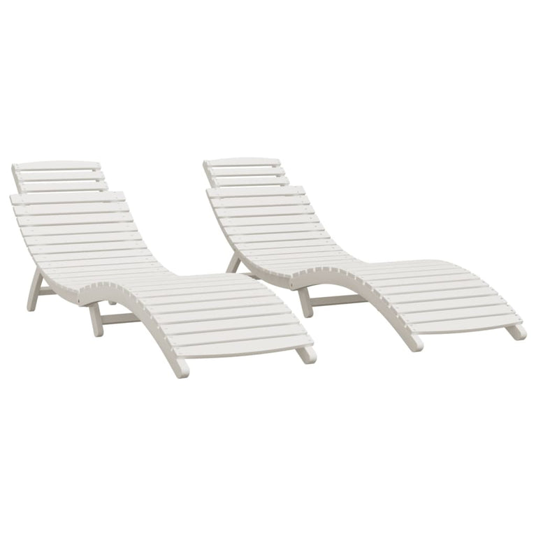 Ligbedden 2 st 184x55x64 cm massief acaciahout wit MeubelReus