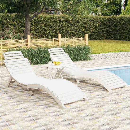 Ligbedden 2 st 184x55x64 cm massief acaciahout wit MeubelReus