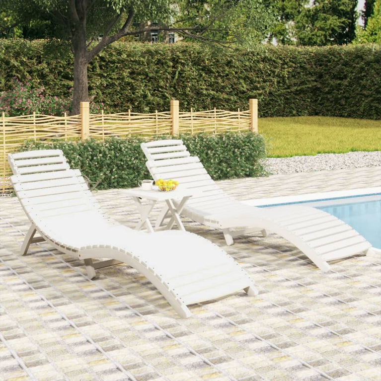 Ligbedden 2 st 184x55x64 cm massief acaciahout wit MeubelReus