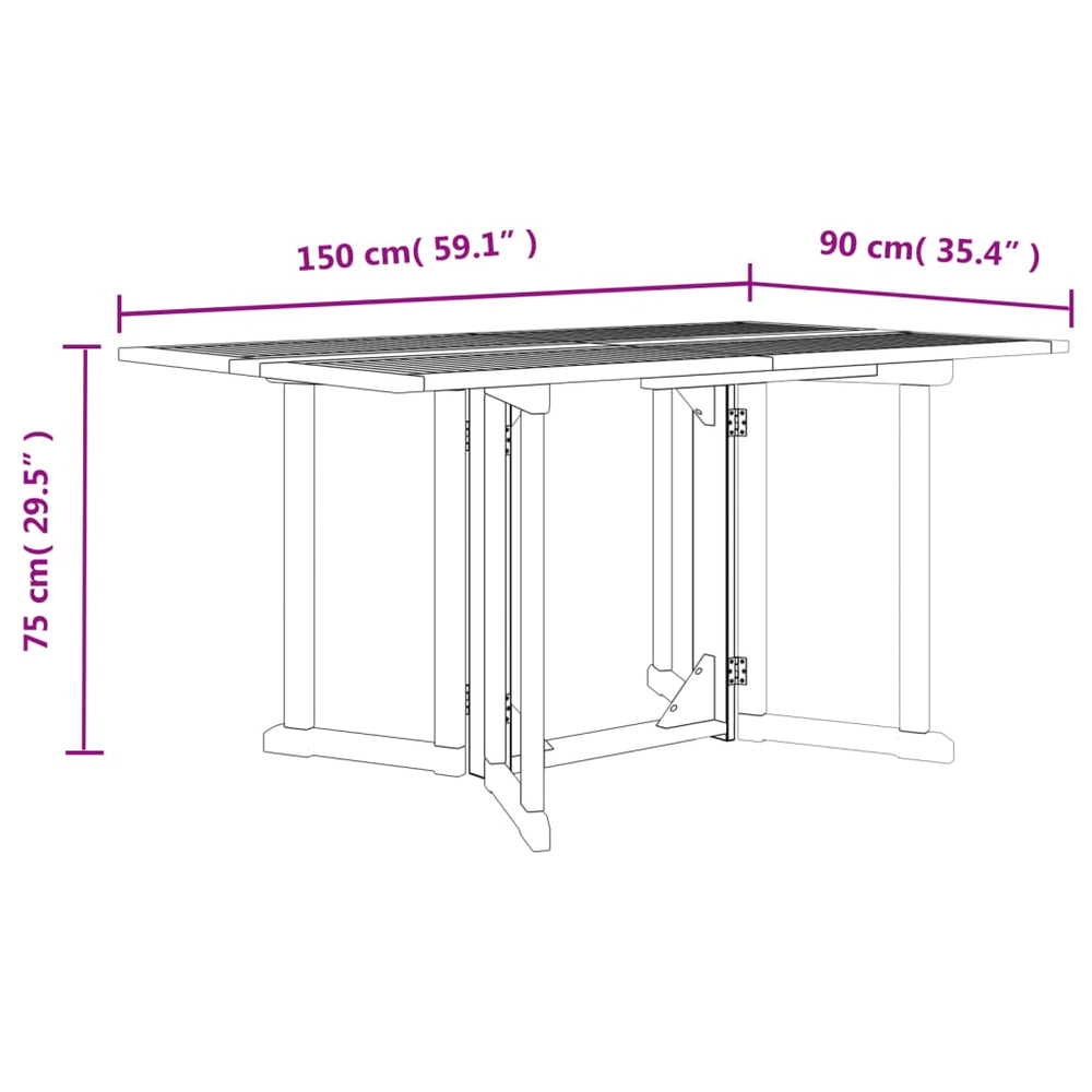 Tuintafel inklapbaar 150x90x75 cm massief teakhout MeubelReus