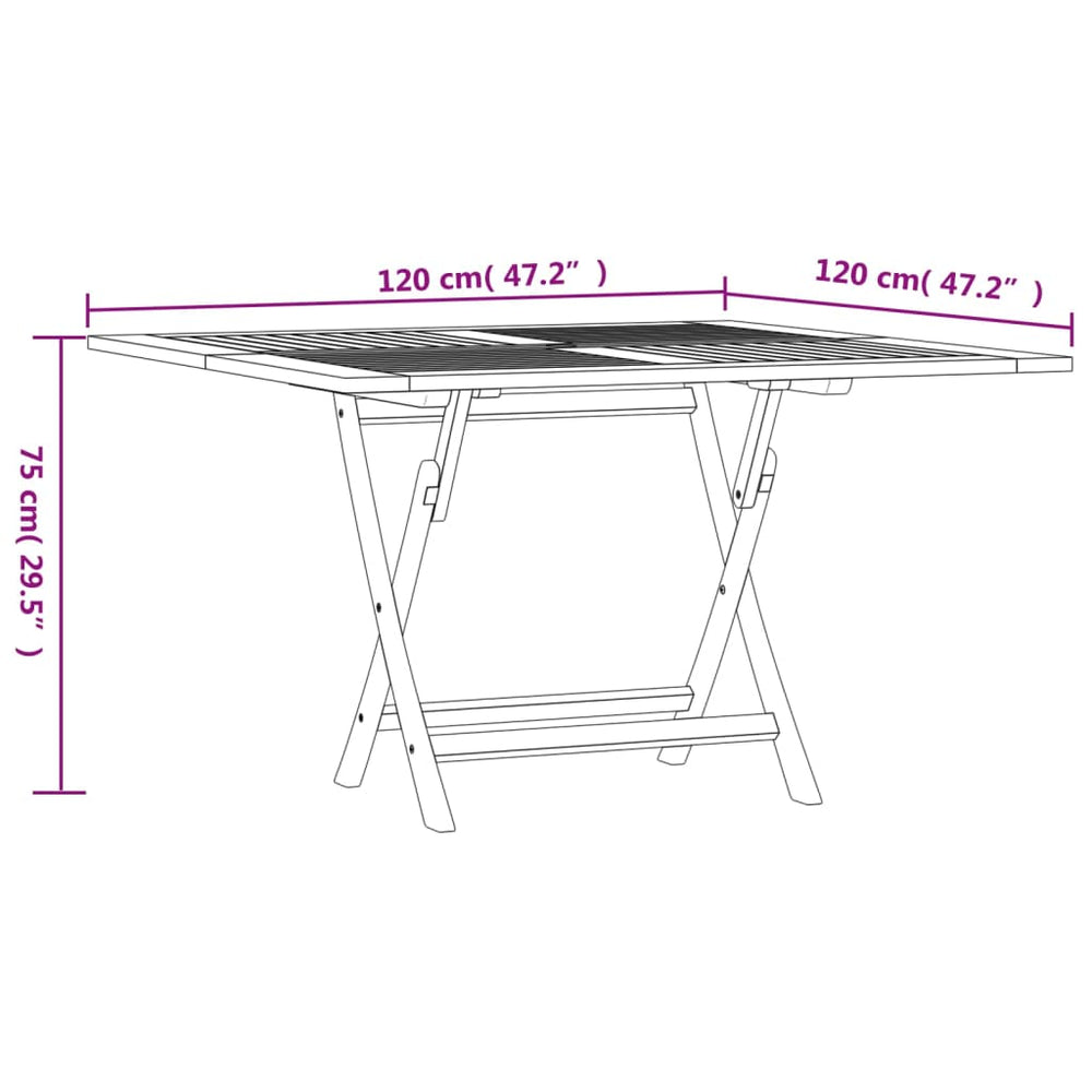 Tuintafel inklapbaar 120x120x75 cm massief teakhout MeubelReus