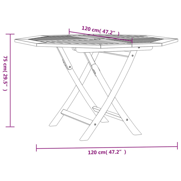 Tuintafel inklapbaar 120x120x75 cm massief teakhout MeubelReus