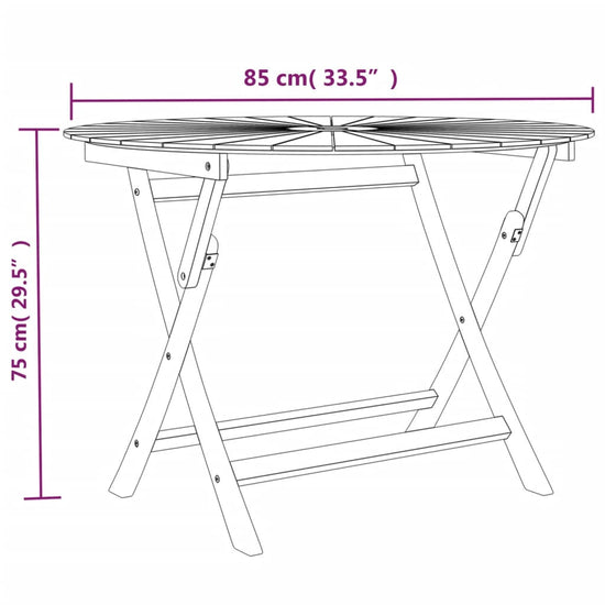 Tuintafel inklapbaar Ø 85x75 cm massief teakhout MeubelReus