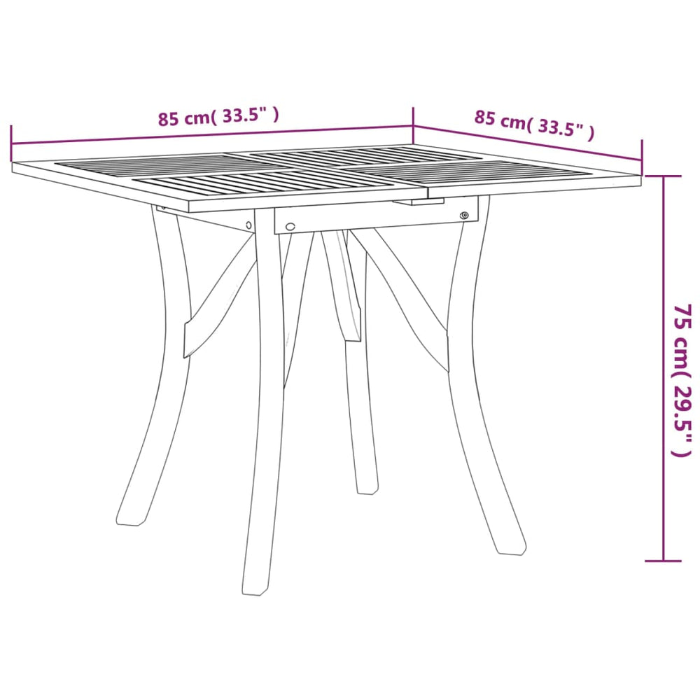 Tuintafel 85x85x75 cm massief acaciahout MeubelReus