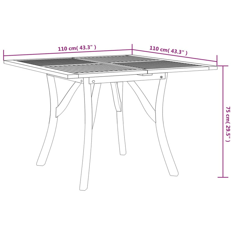 Tuintafel 110x110x75 cm massief acaciahout MeubelReus
