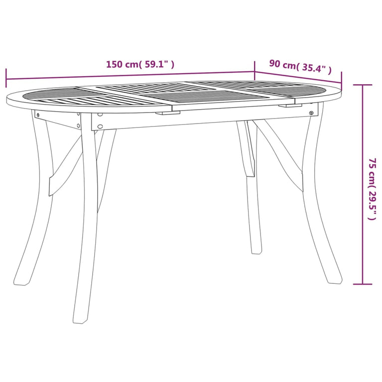 Tuintafel 150x90x75 cm massief acaciahout MeubelReus