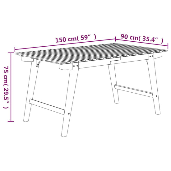 Tuintafel 150x90x75 cm massief acaciahout MeubelReus