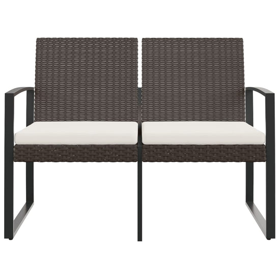 Tuinbank 2-zits met kussens polypropeen rattan bruin MeubelReus