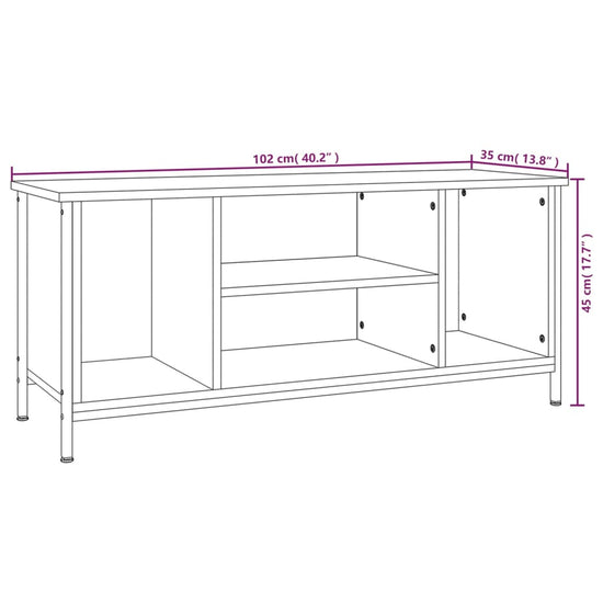 Tv-meubel 102x35x45 cm bewerkt hout gerookt eikenkleurig MeubelReus