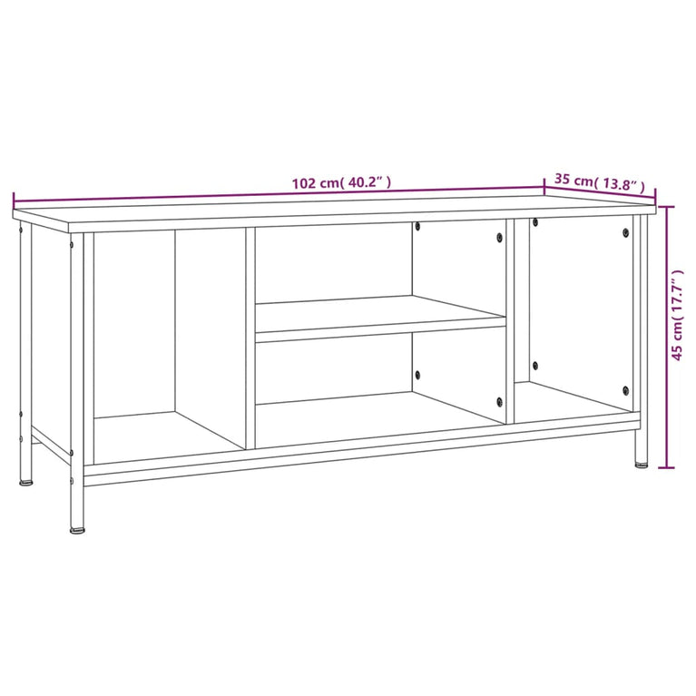 Tv-meubel 102x35x45 cm bewerkt hout bruin eikenkleur MeubelReus
