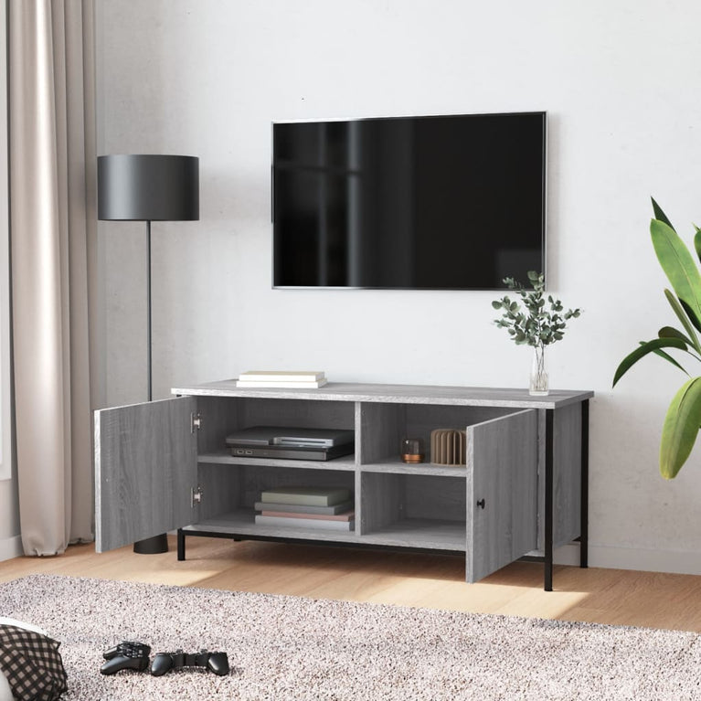 Tv-meubel 102x35x45 cm bewerkt hout grijs sonoma eikenkleurig MeubelReus