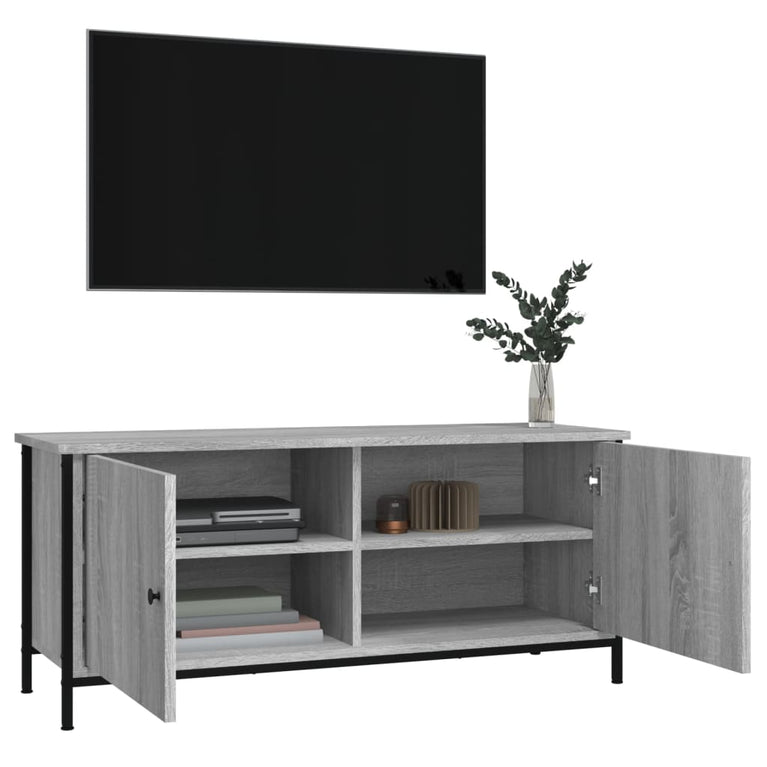 Tv-meubel 102x35x45 cm bewerkt hout grijs sonoma eikenkleurig MeubelReus