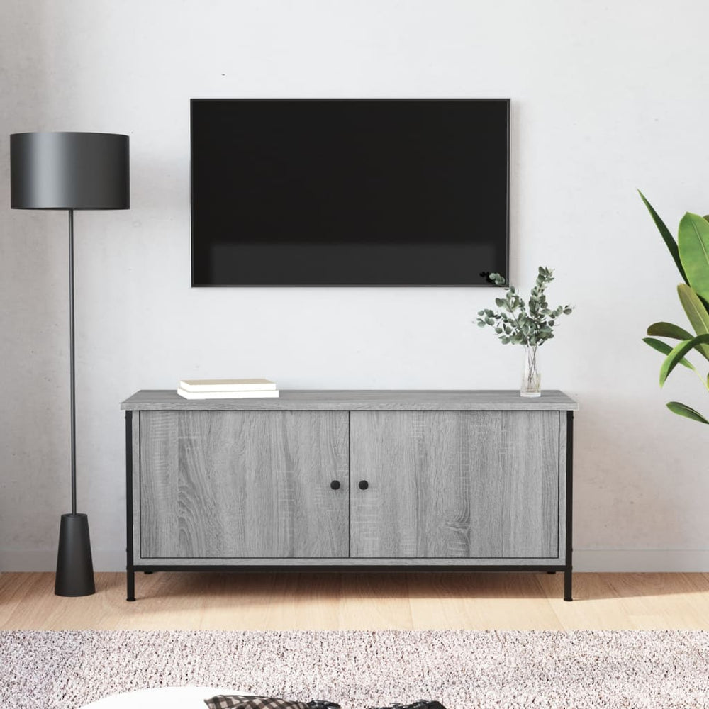 Tv-meubel 102x35x45 cm bewerkt hout grijs sonoma eikenkleurig MeubelReus