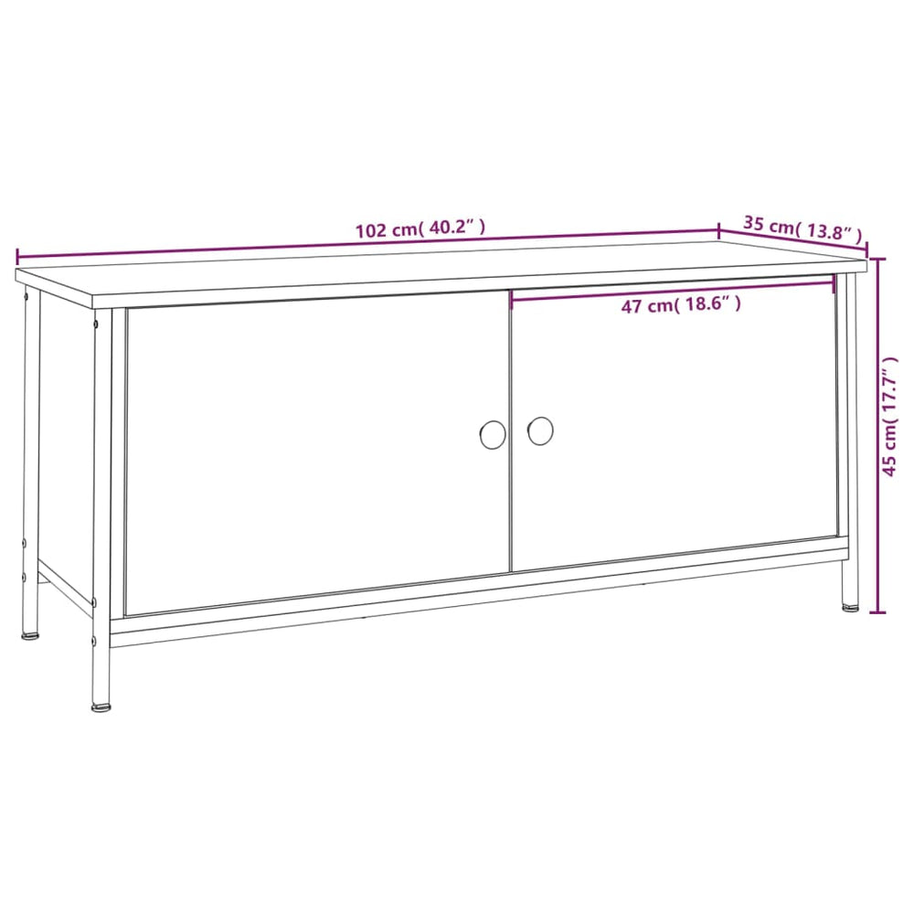Tv-meubel 102x35x45 cm bewerkt hout sonoma eikenkleurig MeubelReus