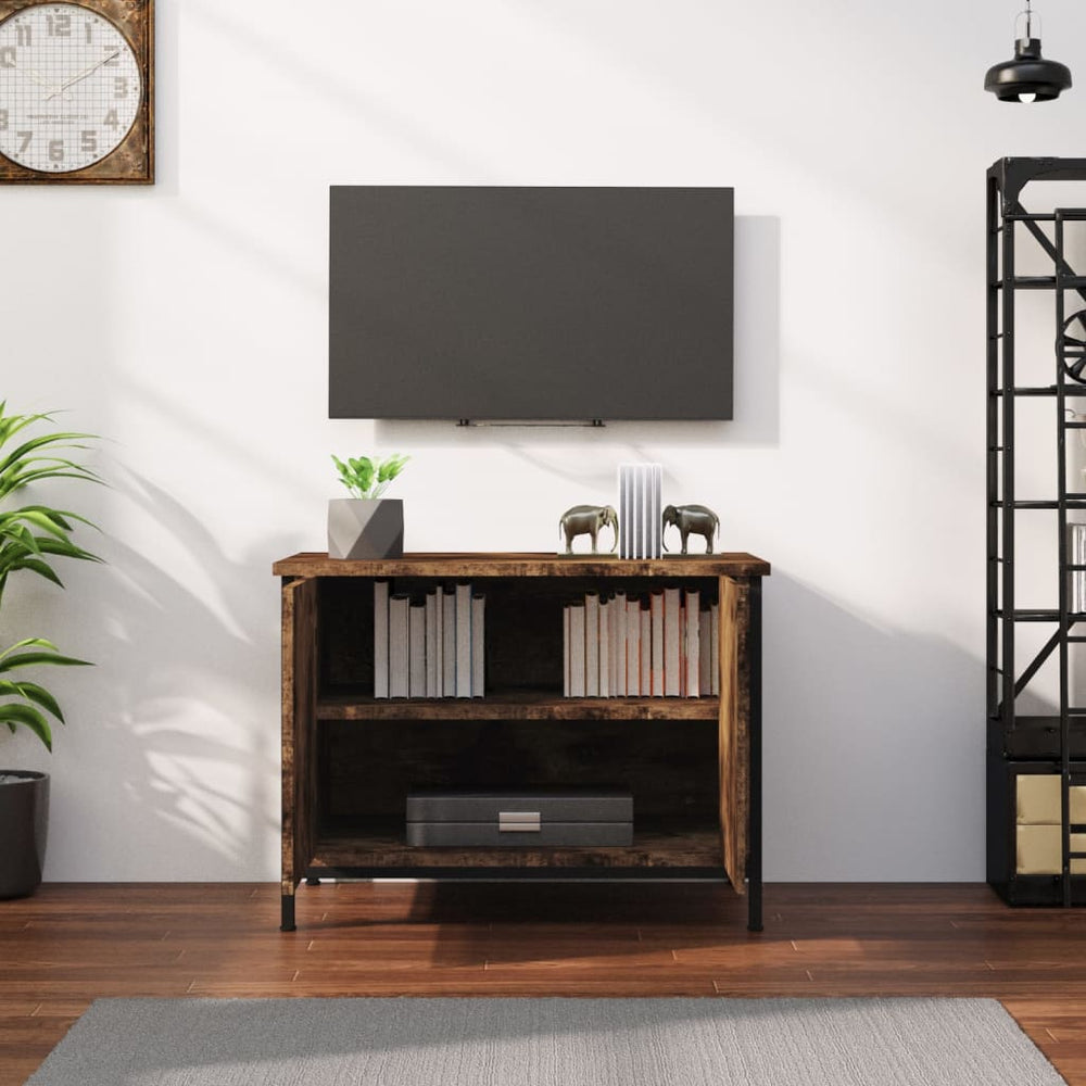 Tv-meubel met deuren 60x35x45 cm bewerkt hout gerookt eiken MeubelReus