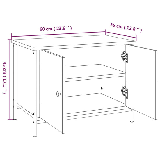 Tv-meubel met deuren 60x35x45 cm bewerkt hout gerookt eiken MeubelReus