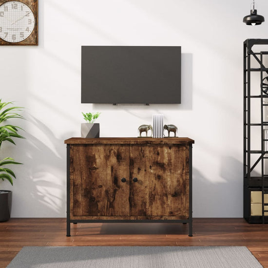 Tv-meubel met deuren 60x35x45 cm bewerkt hout gerookt eiken MeubelReus