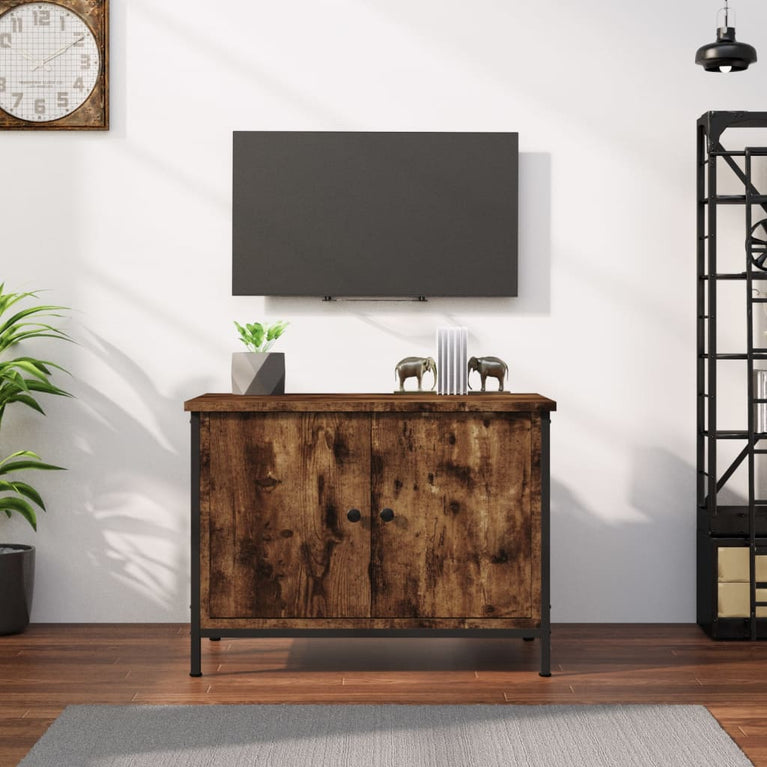Tv-meubel met deuren 60x35x45 cm bewerkt hout gerookt eiken MeubelReus
