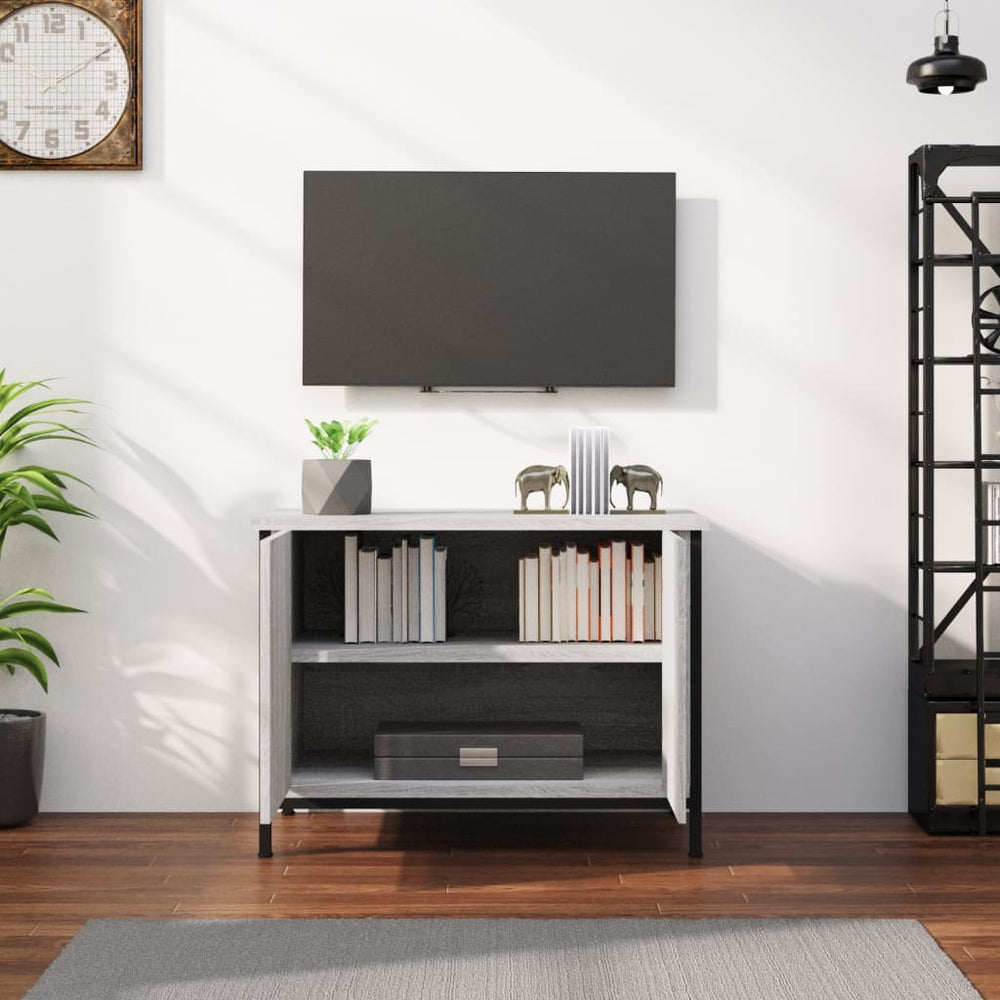 Tv-meubel met deuren 60x35x45 cm bewerkt hout grijs sonoma MeubelReus