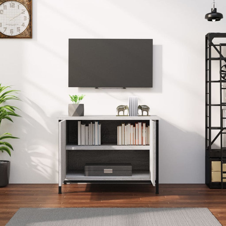 Tv-meubel met deuren 60x35x45 cm bewerkt hout grijs sonoma MeubelReus