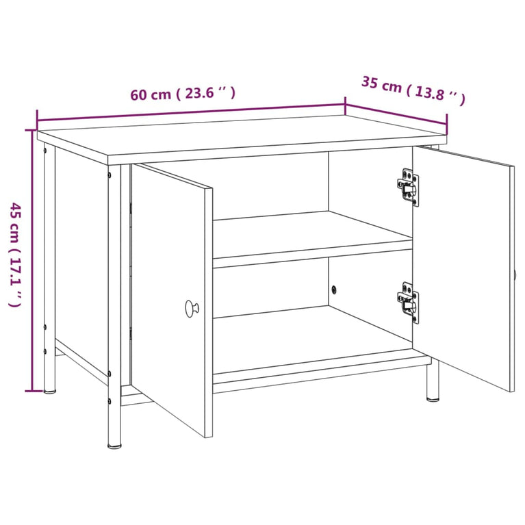 Tv-meubel met deuren 60x35x45 cm bewerkt hout grijs sonoma MeubelReus