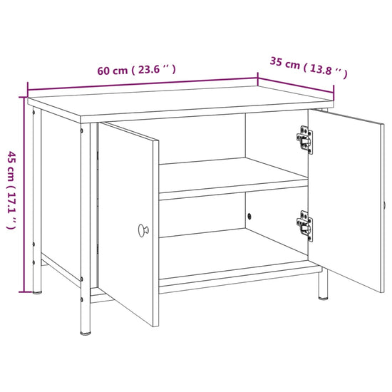 Tv-meubel met deuren 60x35x45 cm bewerkt hout bruin eiken MeubelReus
