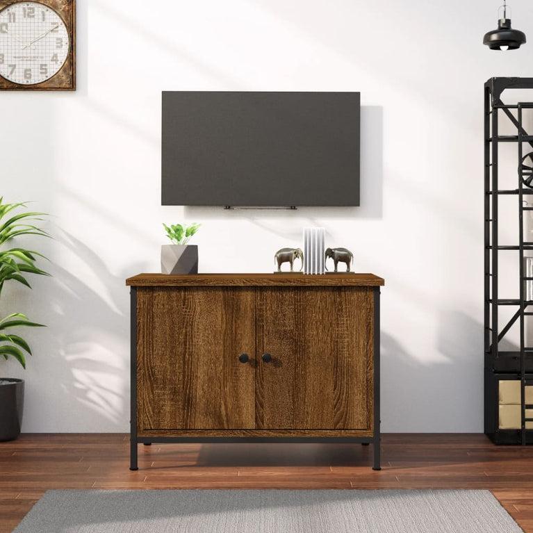 Tv-meubel met deuren 60x35x45 cm bewerkt hout bruin eiken MeubelReus