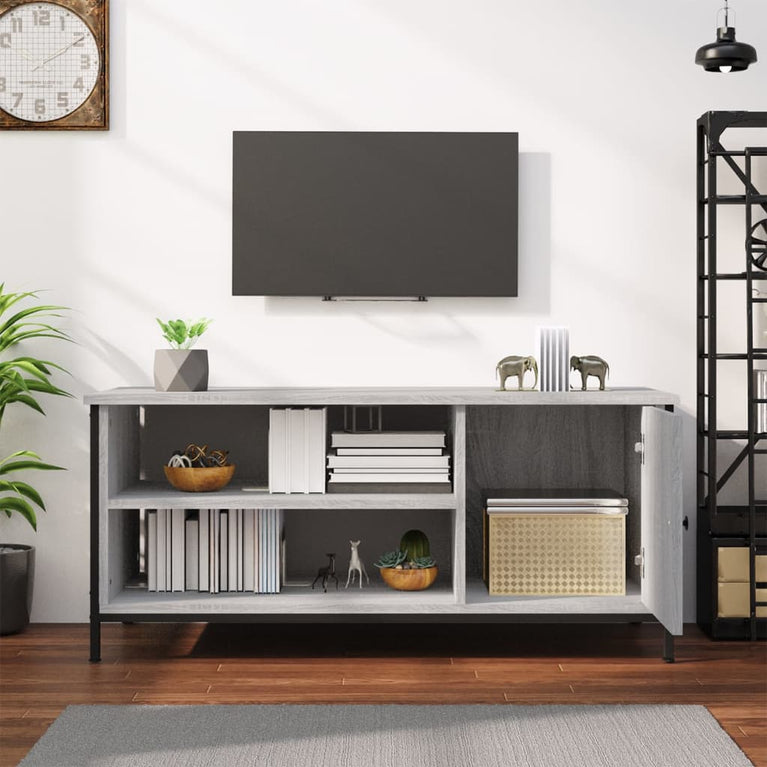 Tv-meubel 100x40x45 cm bewerkt hout grijs sonoma eikenkleurig MeubelReus