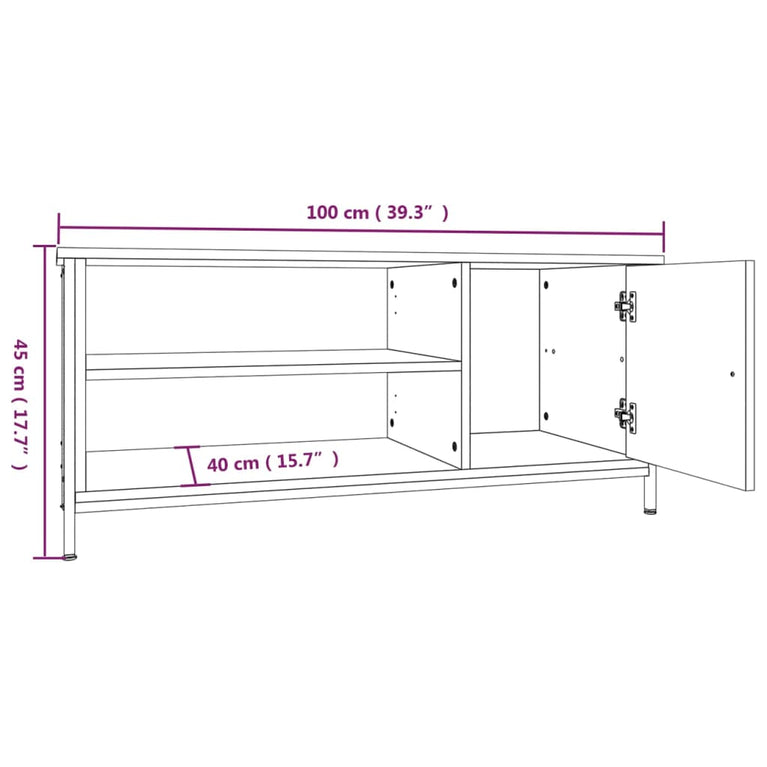 Tv-meubel 100x40x45 cm bewerkt hout grijs sonoma eikenkleurig MeubelReus