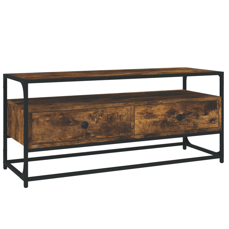 Tv-meubel 100x35x45 cm bewerkt hout gerookt eikenkleurig MeubelReus