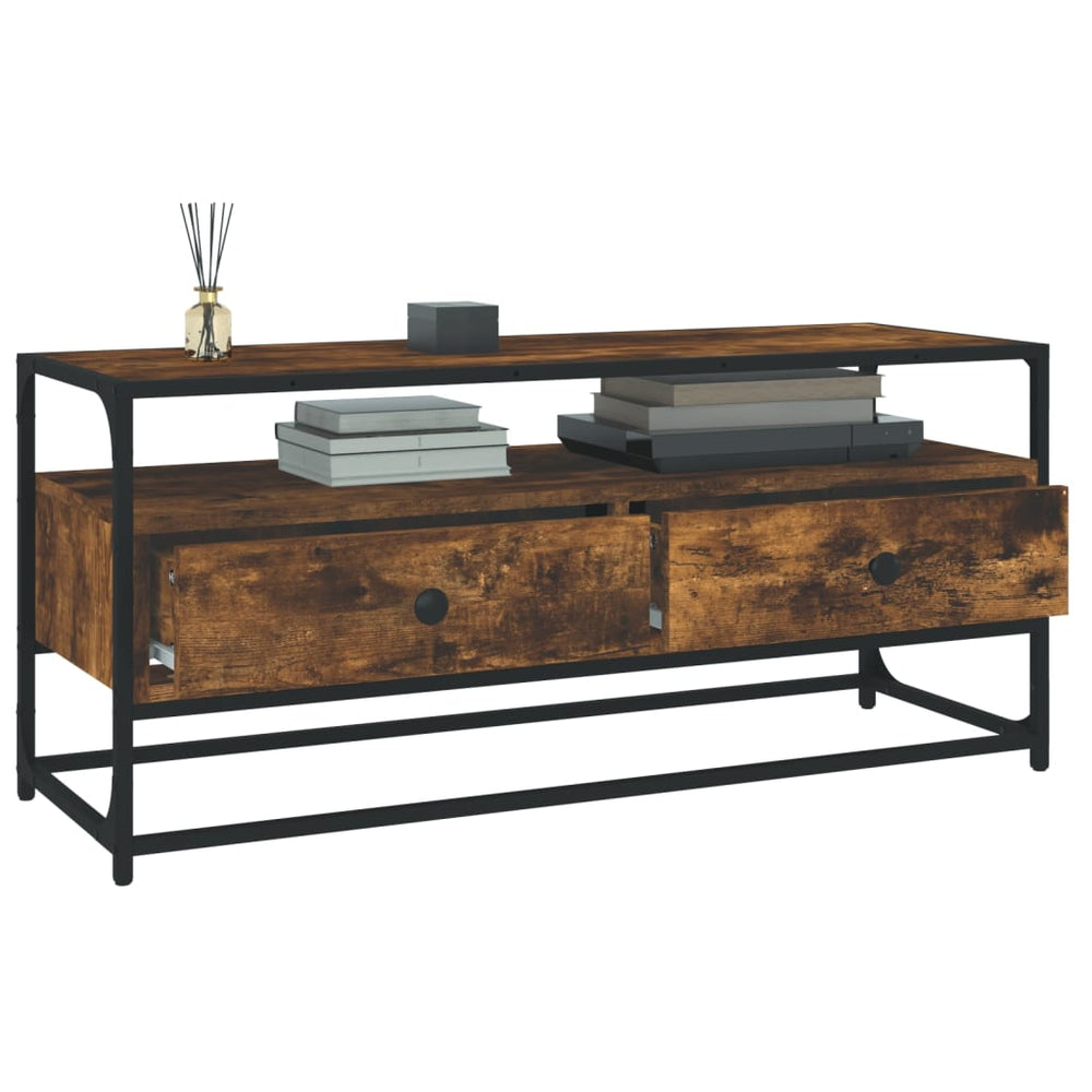 Tv-meubel 100x35x45 cm bewerkt hout gerookt eikenkleurig MeubelReus
