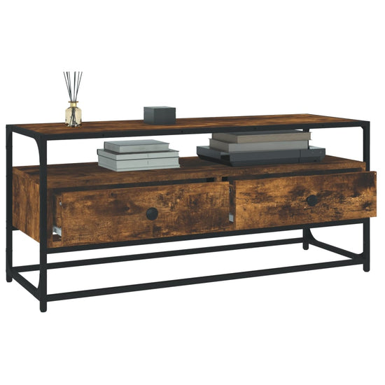 Tv-meubel 100x35x45 cm bewerkt hout gerookt eikenkleurig MeubelReus